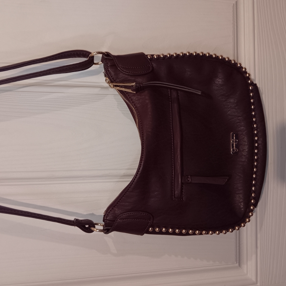 Jessica Simpson Brown Shoulder Bag with Studded Accents